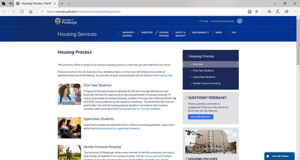 Housing Application Process (Panther Central) All Campuses myPitt